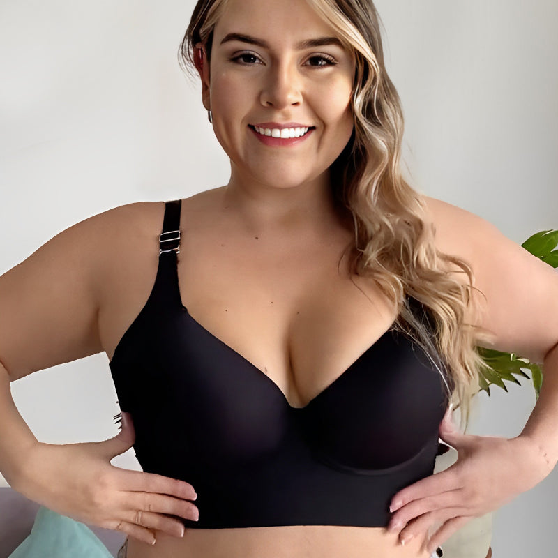 SheCurve® Push-Up Back Smoothing Bra - Black+Beige (2 PACK）