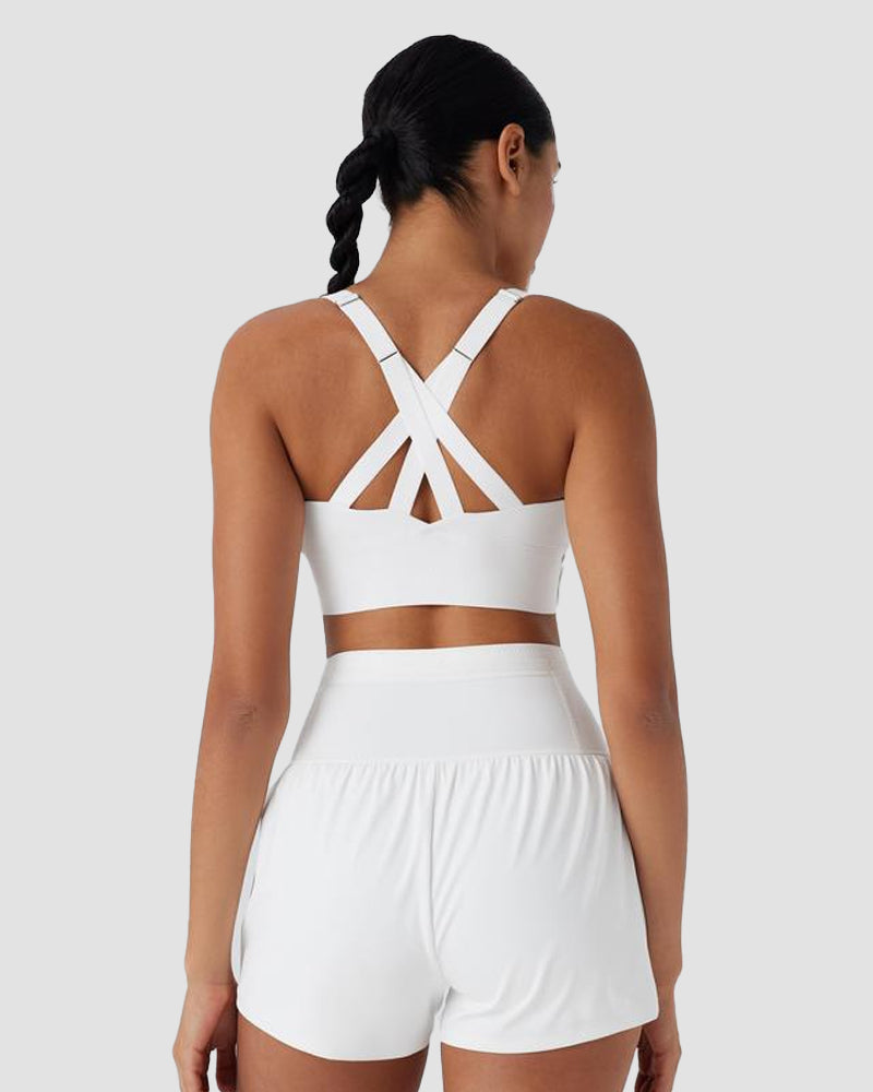 Quick-Dry Zipper Push-Up Sports Bra with Adjustable Buckle
