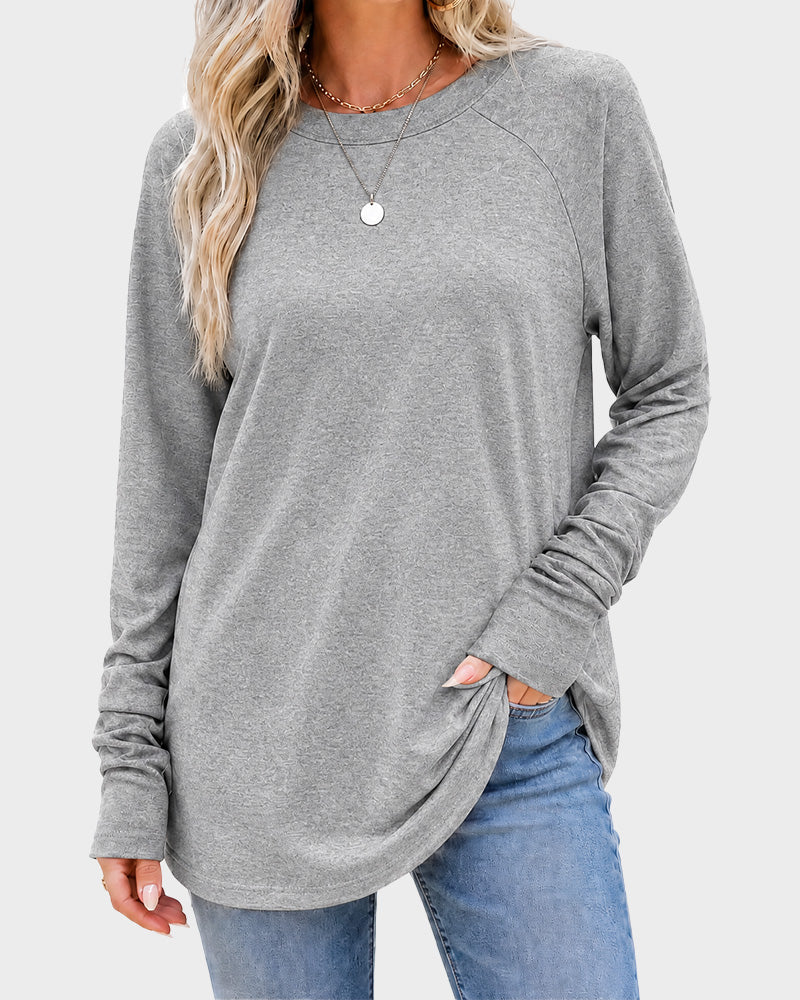Raglan-Sleeve Longline Top with Thumb Holes