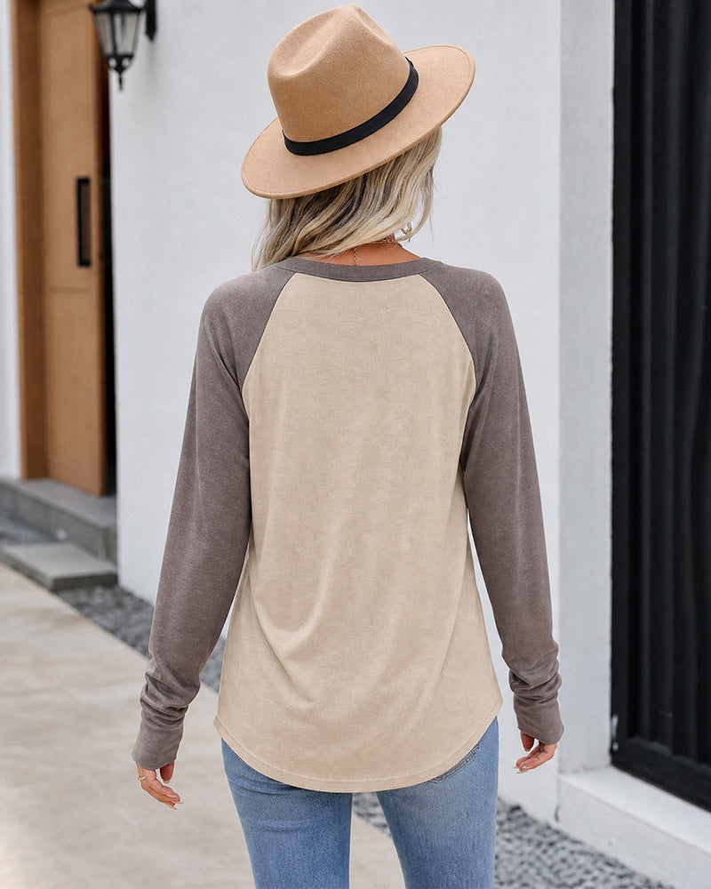 Raglan-Sleeve Longline Top with Thumb Holes