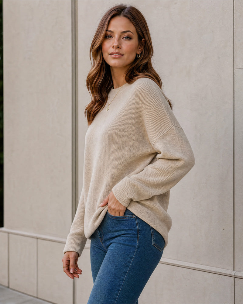 Relaxed Crewneck Knit Sweater