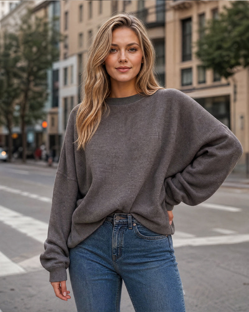 Relaxed Crewneck Knit Sweater