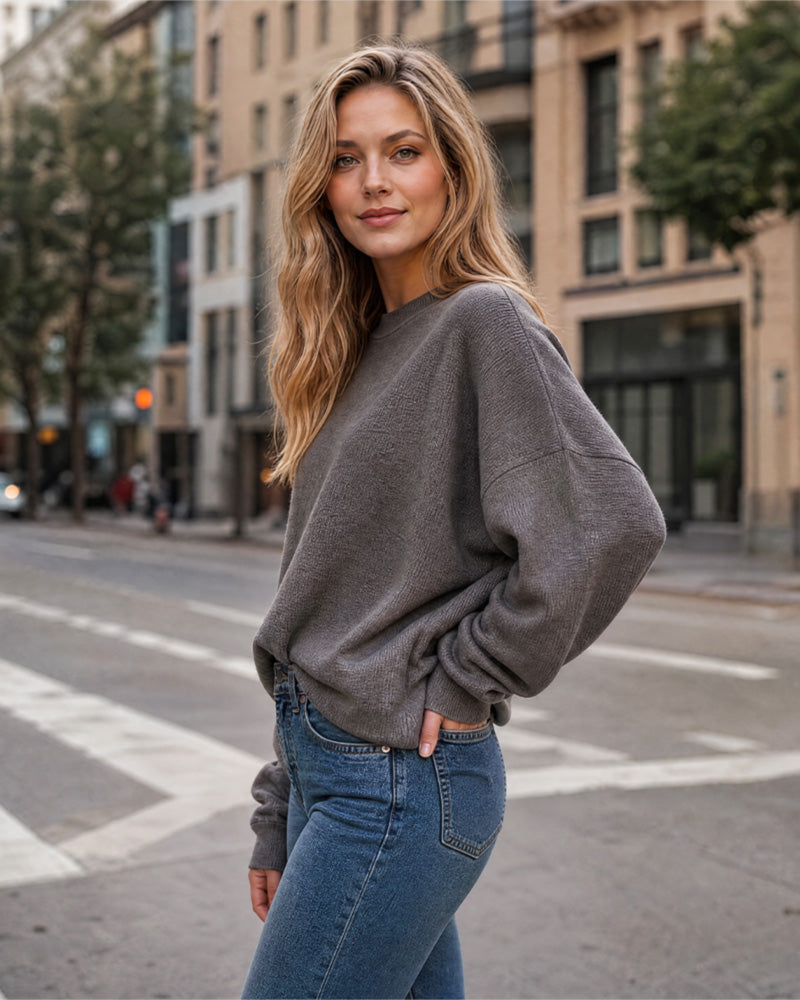 Relaxed Crewneck Knit Sweater