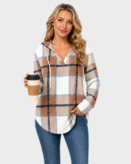 Relaxed V-Neck High-Low Tunic Hoodie