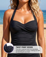 Retro One-Piece Tummy Control Swimsuit