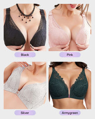 Rose Embroidery Front Closure Bra