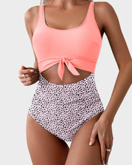 Ruched Tie-Knot Tummy Control One-Piece Swimsuit