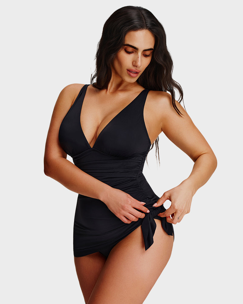 SculptSkin™ FlowFlair Side Tie Swim Dress