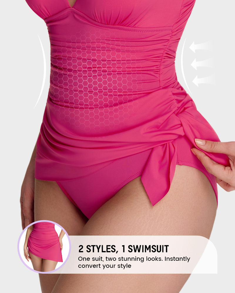 SculptSkin™ FlowFlair Side Tie Swim Dress