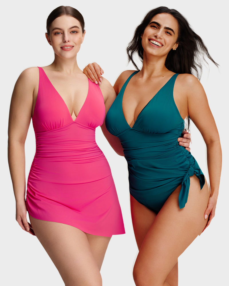 SculptSkin™ FlowFlair Side Tie Swim Dress