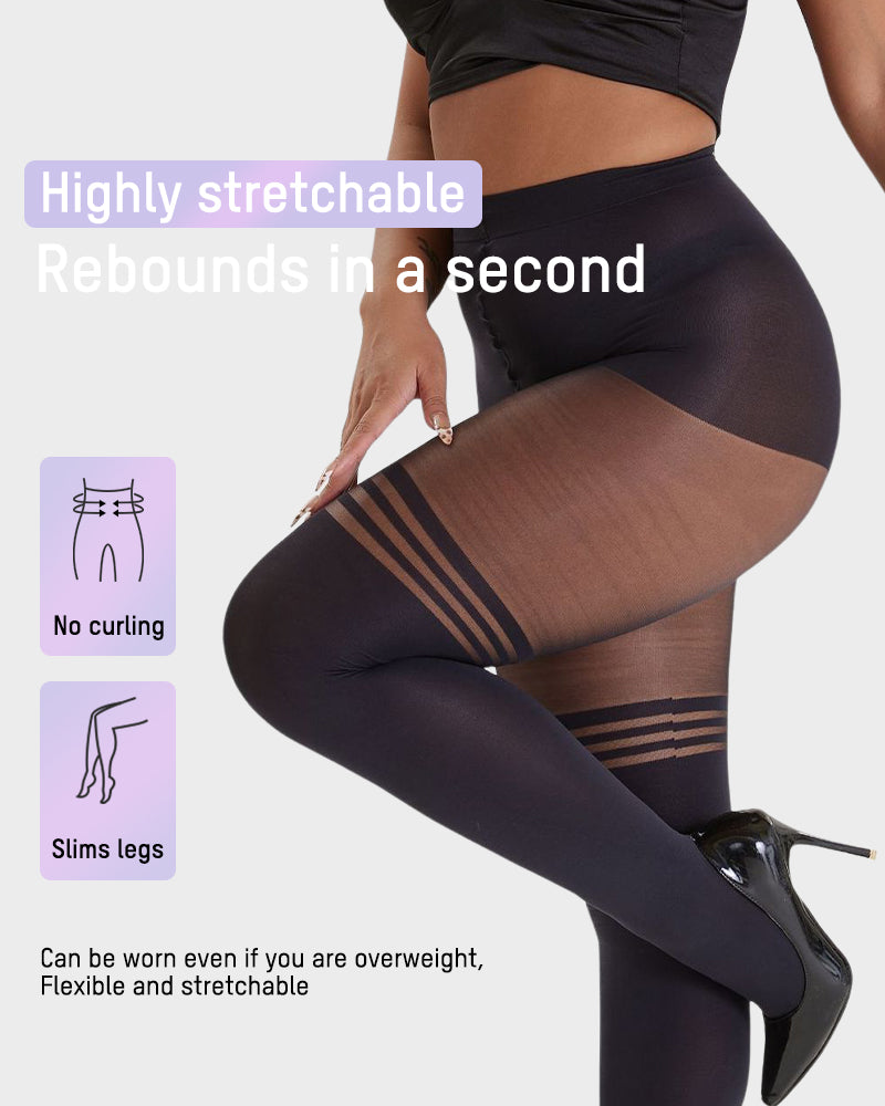 Schoolgirl Stripe Faux Thigh-High Pantyhose