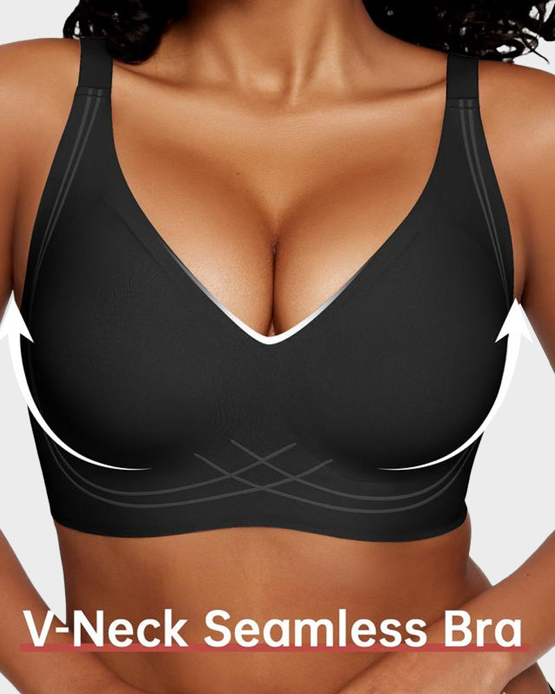 Seamless Deep V Wireless Push Up Bra