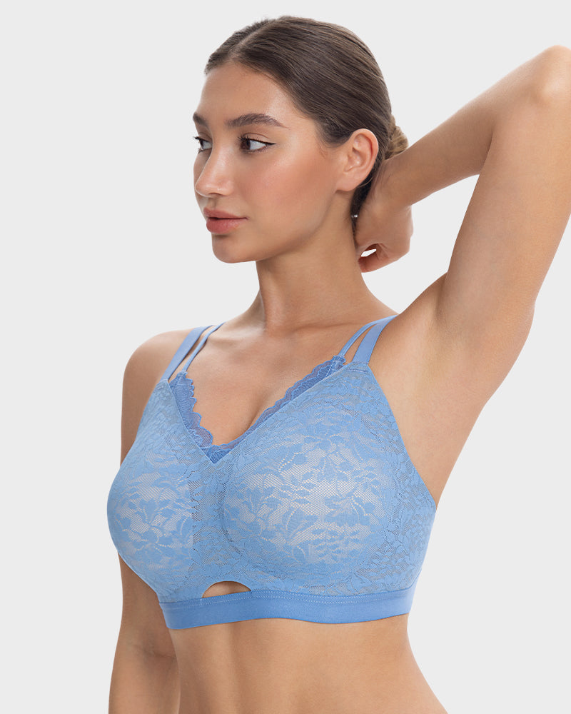 Seamless Lace Push-Up Bra with Side Smoothing & Lift Support