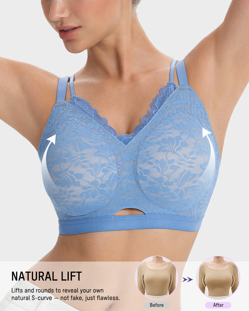 Seamless Lace Push-Up Bra with Side Smoothing & Lift Support