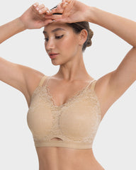 Seamless Lace Push-Up Bra with Side Smoothing & Lift Support