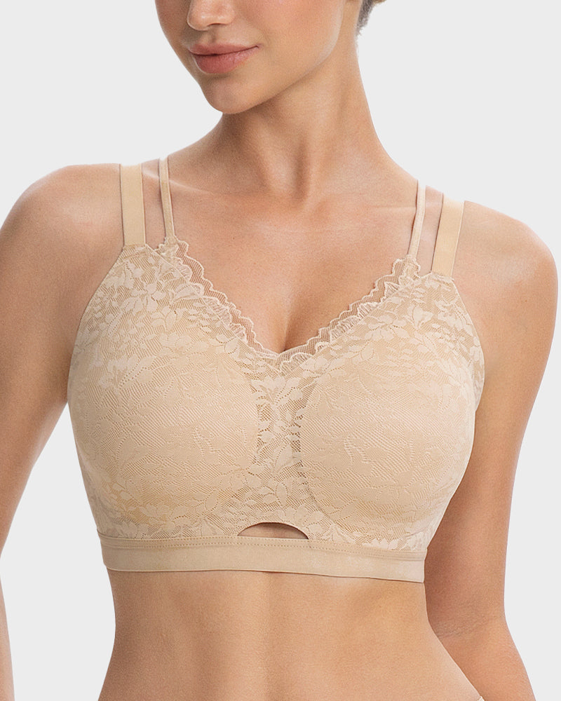 Seamless Lace Push-Up Bra with Side Smoothing & Lift Support
