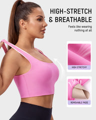 Seamless Square-Neck Longline Sports Bra with Y-Back