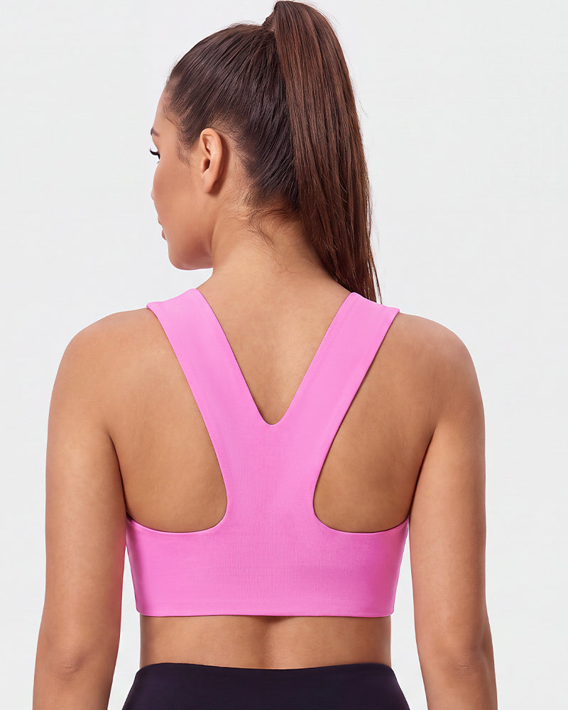 Seamless Square-Neck Longline Sports Bra with Y-Back
