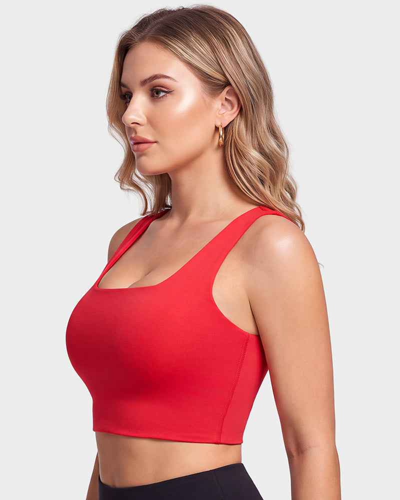 Seamless Square-Neck Longline Sports Bra with Y-Back