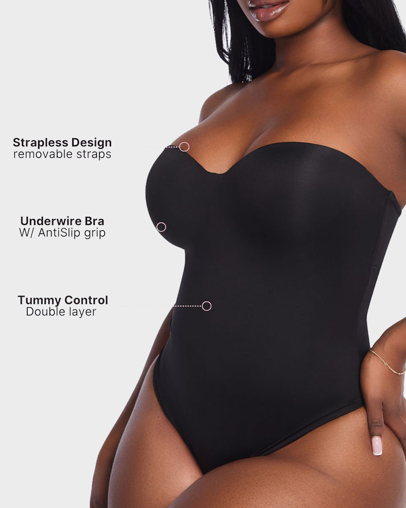 Seamless Strapless Thong Bodysuit