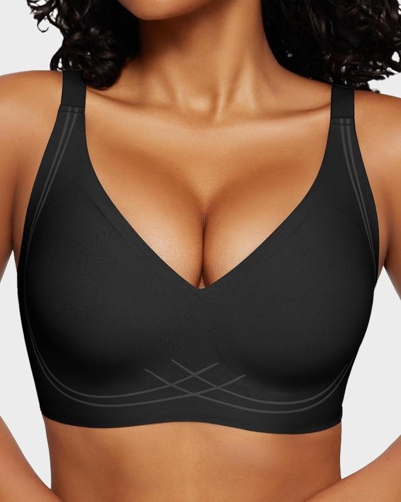 Seamless Deep V Wireless Push Up Bra