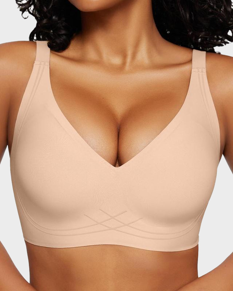 Seamless Deep V Wireless Push Up Bra