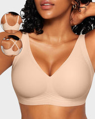 Seamless Deep V Wireless Push Up Bra