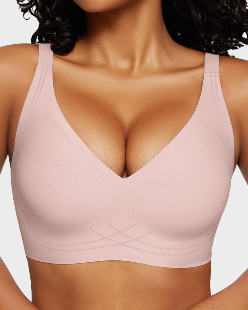 Seamless Deep V Wireless Push Up Bra