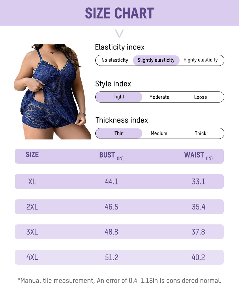 Sexy Plus Size Lace Cami & Panty Set