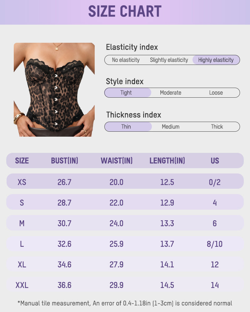 Sheer Mesh Lace-Trim Front-Hook Overbust Corset