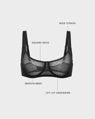 Sheer Unlined Dot-Mesh Balconette Bra