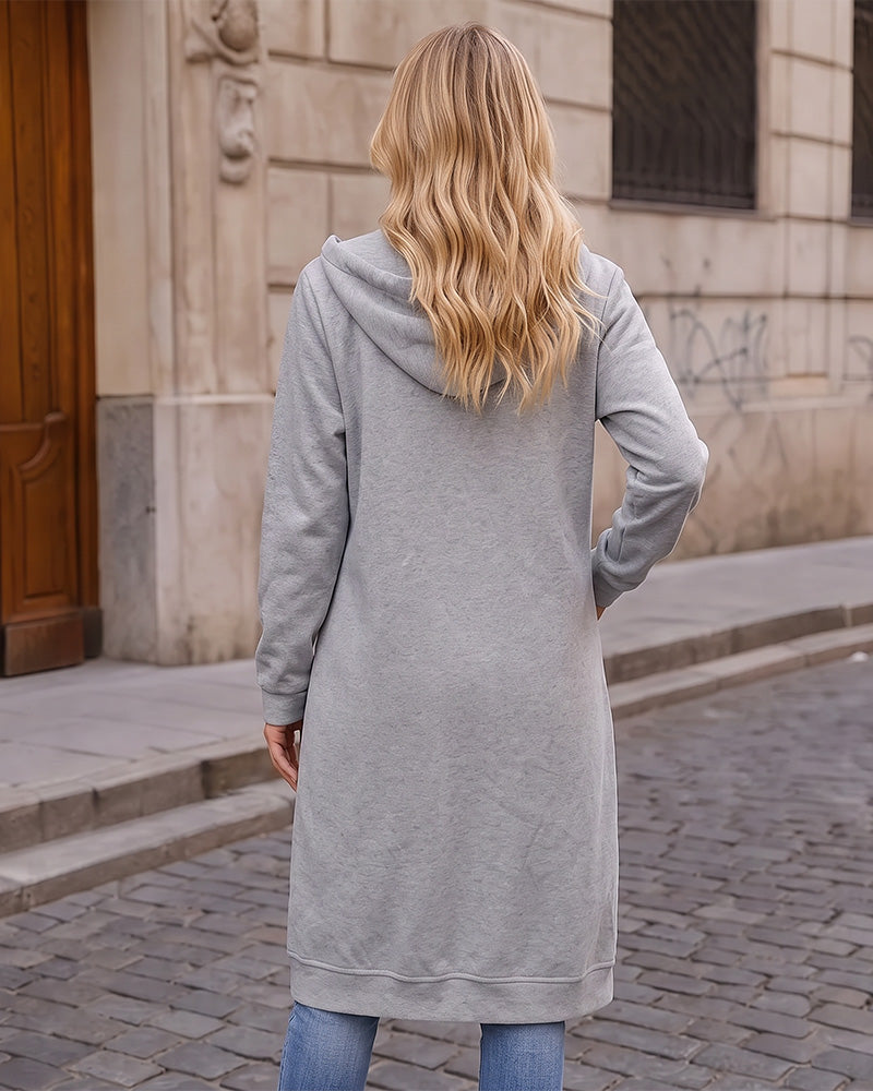 Slim-Fit Longline Zip-Up Hoodie Jacket