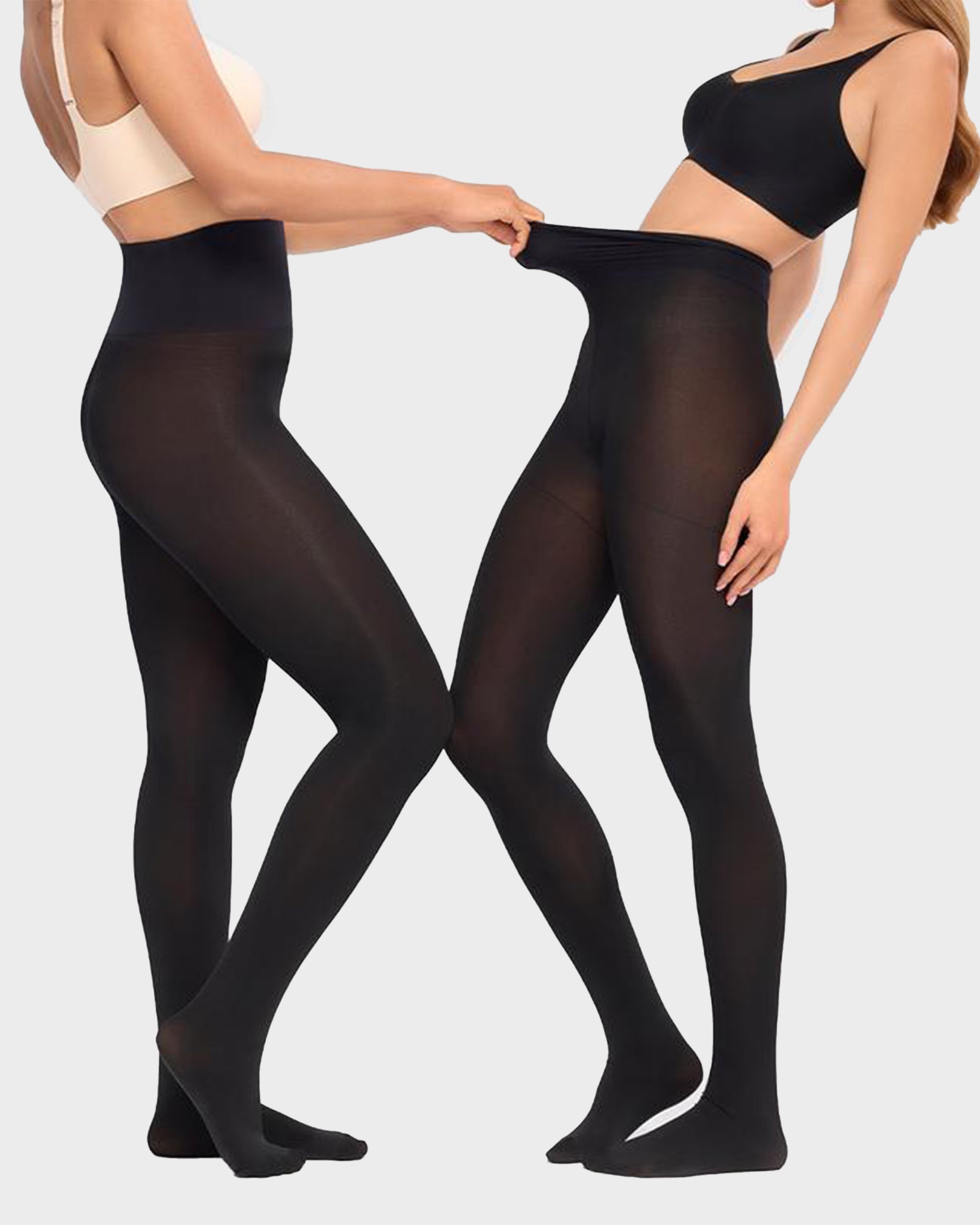 Slimming Semi-Sheer Black Tights