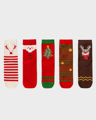 Festive Holiday Print Comfort Socks (5 Pack)