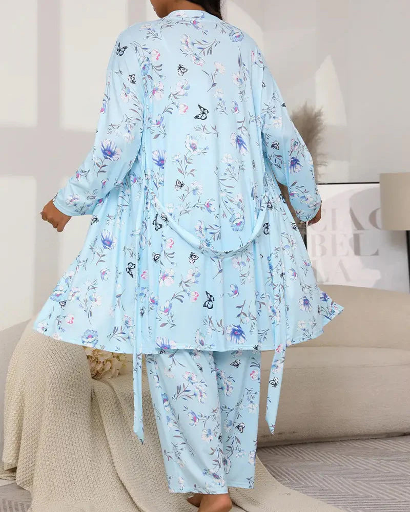Soft & Silky 3-Piece Floral Pajama Set