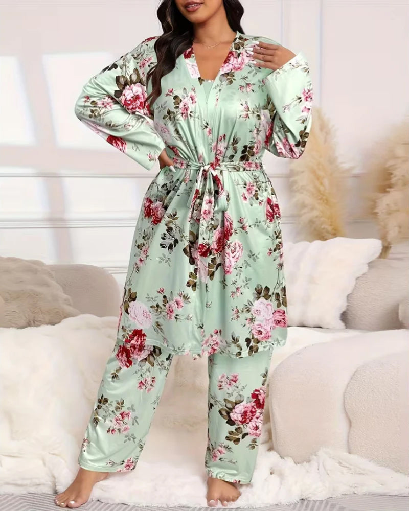 Soft & Silky 3-Piece Floral Pajama Set