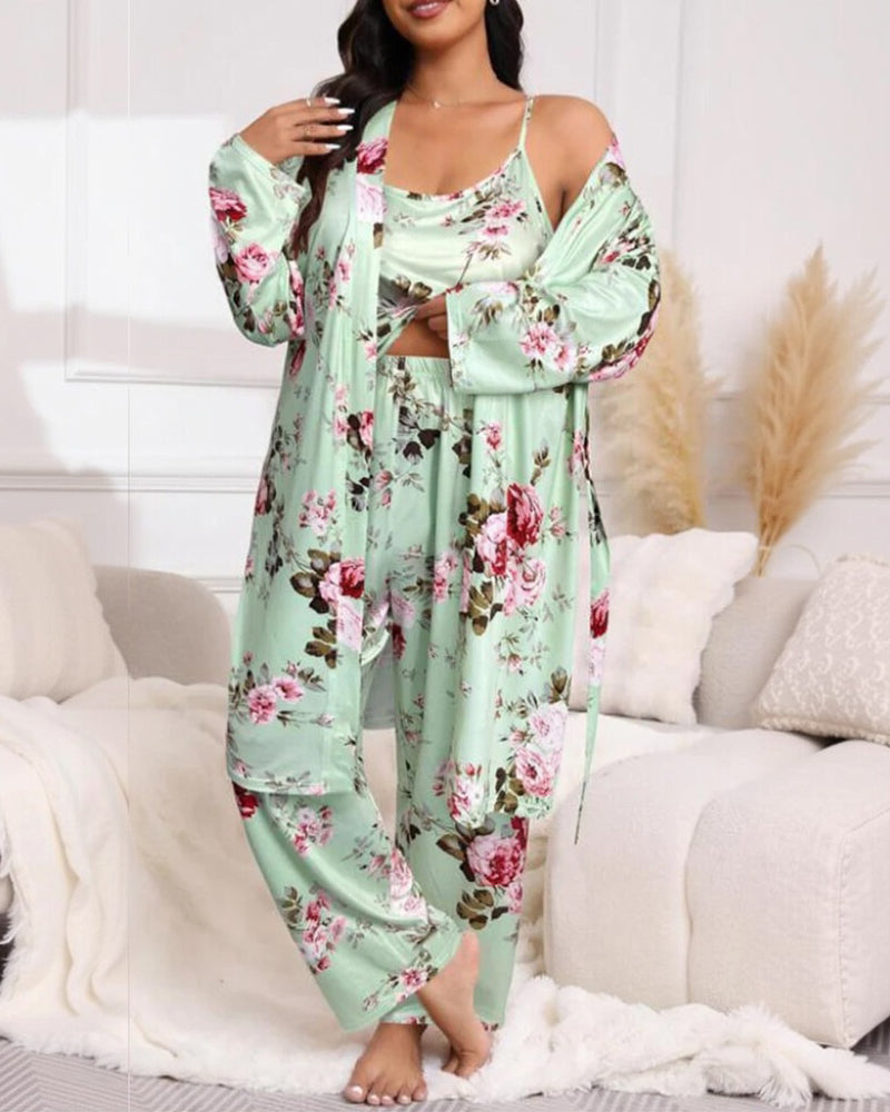 Soft & Silky 3-Piece Floral Pajama Set
