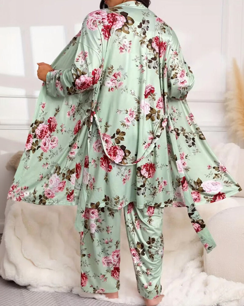 Soft & Silky 3-Piece Floral Pajama Set