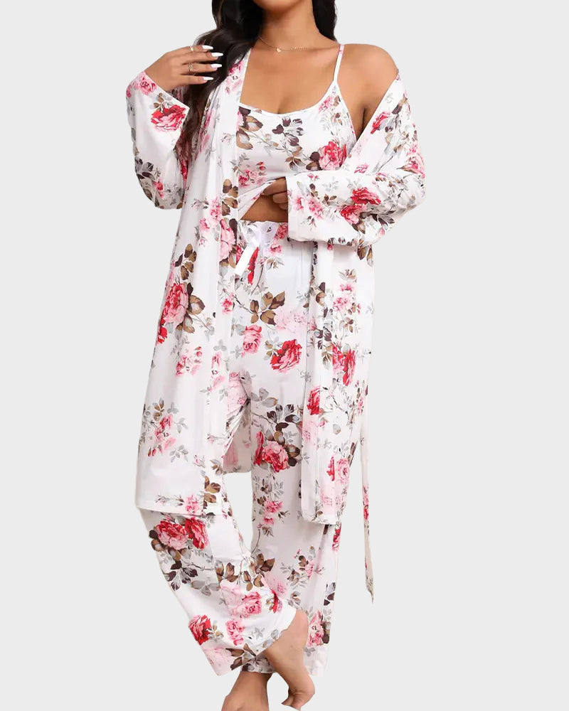 Soft & Silky 3-Piece Floral Pajama Set
