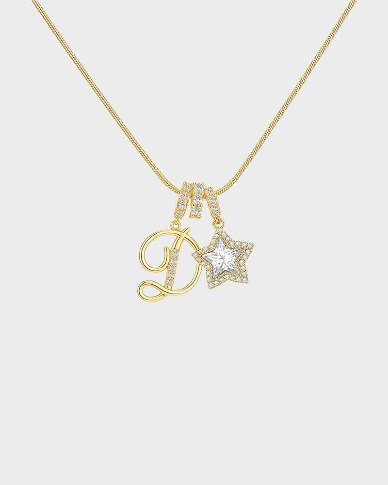 Sparkling Initial & Star Charm Necklace