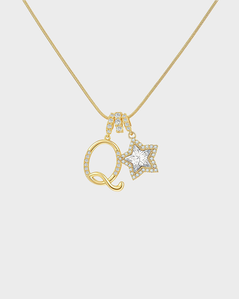Sparkling Initial & Star Charm Necklace