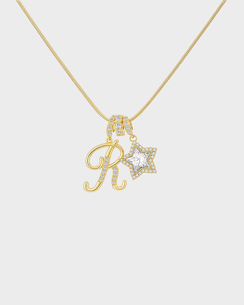 Sparkling Initial & Star Charm Necklace