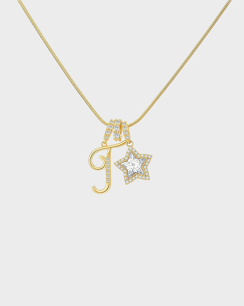Sparkling Initial & Star Charm Necklace
