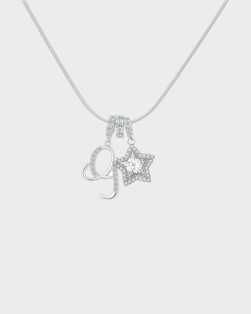 Sparkling Initial & Star Charm Necklace