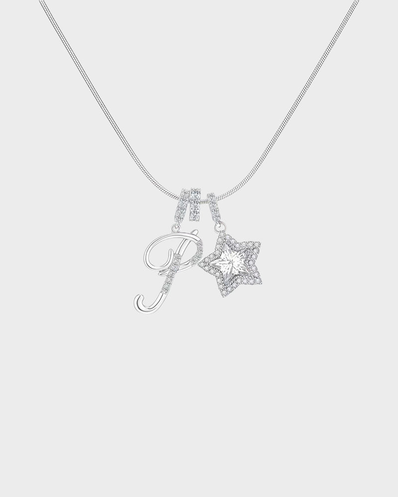 Sparkling Initial & Star Charm Necklace