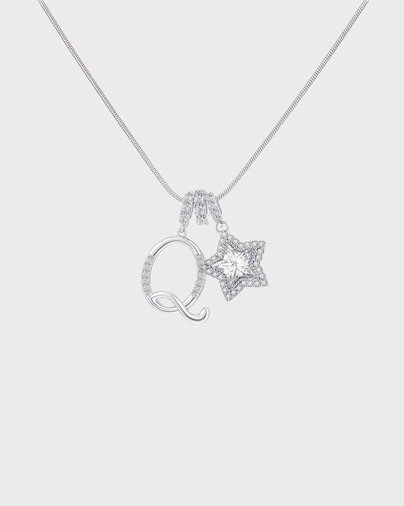 Sparkling Initial & Star Charm Necklace