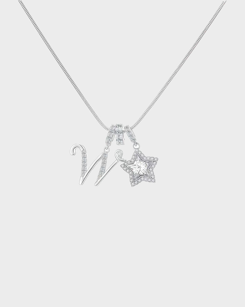 Sparkling Initial & Star Charm Necklace