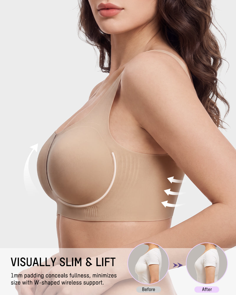 Square-Neck Ultra-Thin Seamless Minimizer Bra
