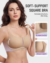 Square-Neck Ultra-Thin Seamless Minimizer Bra