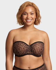 Strapless Mesh Underwire Balconette Bra